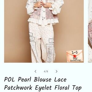 POL Pink and White Lace Top